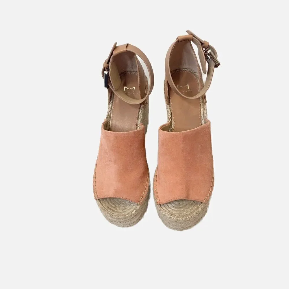 Marc Fisher LTD Women’s Mladalyn Espadrille Wedge Sandal Coral Suede Size 8.5 M
